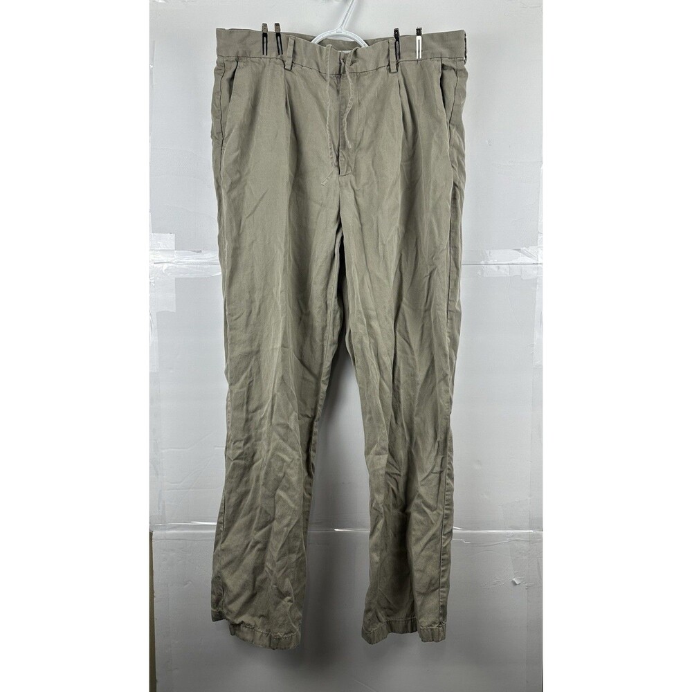 Zara Origins Men's Khaki Chino Pants USA 34 Made in Portugal Flat Front